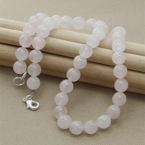 925 Silver buckle 8mm Pink Crystal Necklace for Women Wedding Charm Jewelry Gifts