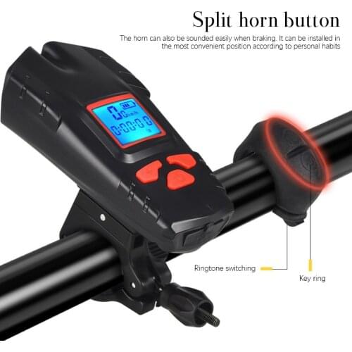 7 In 1 Bike Computer USB Cycling Wireless Stopwatch With Code Meter Sensor Headlight Horn Speedometer Holder Data Receiver