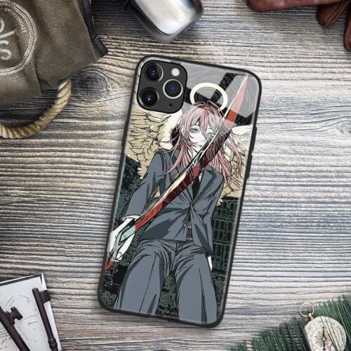 Angel Devil Chainsaw Man Mamga Anime Soft TPU Glass Phone Case for IPhone SE 6s 7 8 Plus X Xr Xs 11 12 Mini Pro Max Samsung