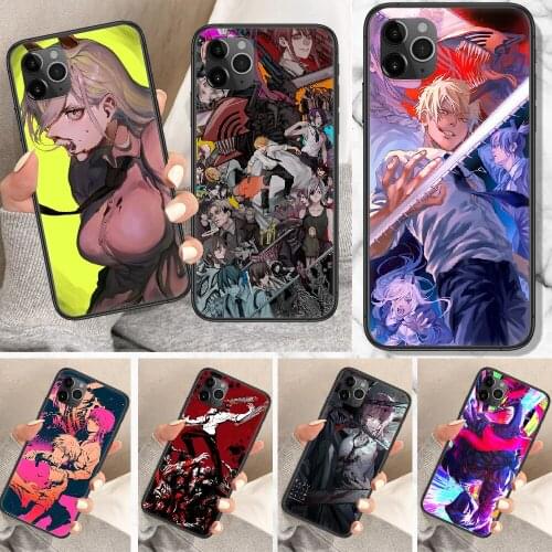 Anime Chainsaw Man Phone Case For iphone 5 5S SE 2 6 6S 7 8 11 12 Mini Plus X XS XR Pro Max black art hoesjes 3D cover luxury
