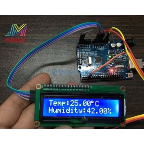 1PCS uno+LCD1602+DHT11 Digital LED Display Module Alarm Electronic Digital Clock Temperature SCM Learning Board