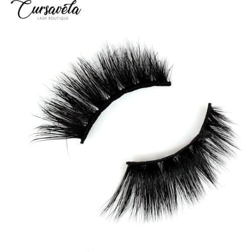 CURSAVELA 1 Pair 100% Handmade 3D Mink Hair False Criss-cross Wispies Fluffy Eyelashes Extension Makeup Tools Natural Black