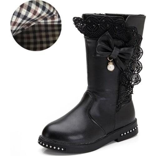 Kids Boots For Girls Autumn And Winter 2020 New Fashion Bowknot High Boots ChildrenS Single Boots 3-14 Years Old Little Girls
