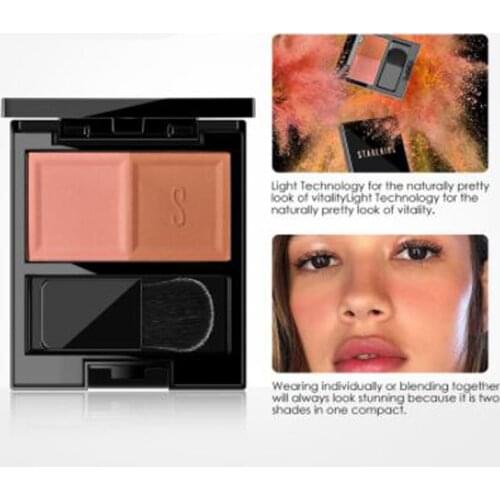 Two-tone Blush Matte Silhouette Concealer Rouge, Mirror Brush Makeup SG02