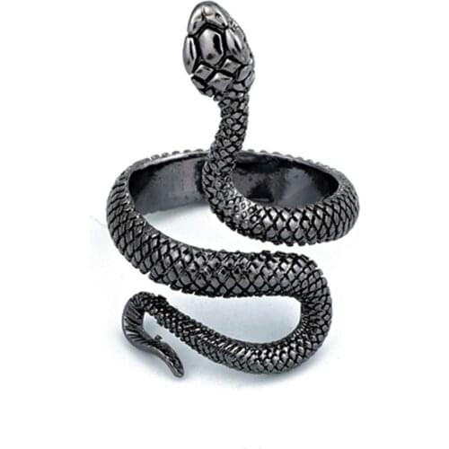 European And American Vintage Silver-Plated Paint Snake Ring Men And Women Universal Ring Adjustable Ring Jewelry