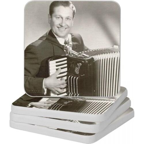 Lawrence Welk B&W Photo With Accordion Diatomite Square Round Coaster Anti-Scald Cup Bonsai Mat Soap Toothbrush Pad 10x10cm