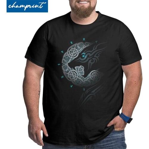 Men T-Shirt Ragnarok Moon Vikings Valhalla Son Of Odin Vintage Big Tall Tees O Neck Clothing Plus Size 4XL 5XL 6XL T Shirts