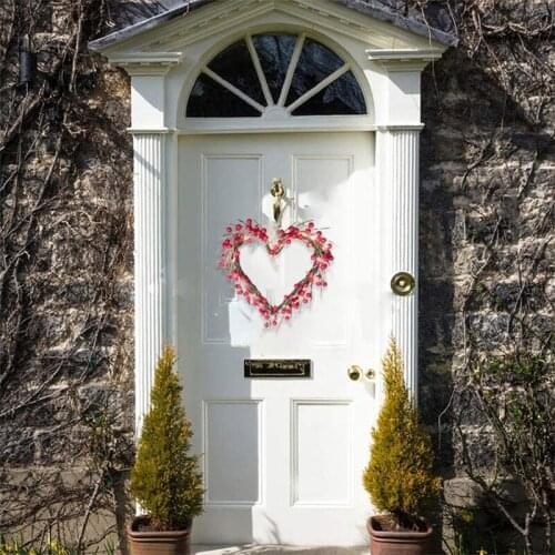 Heart Valentines Berry Wreath Lights 20 LEDs Battery Operated Front Door Decor 87HA