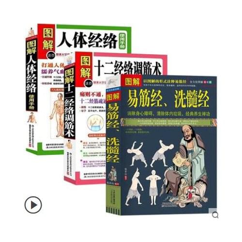 Illustrated Yijinjing pith washing meridian + twelve meridians tendon adjusting technique + Manual of human meridians Books