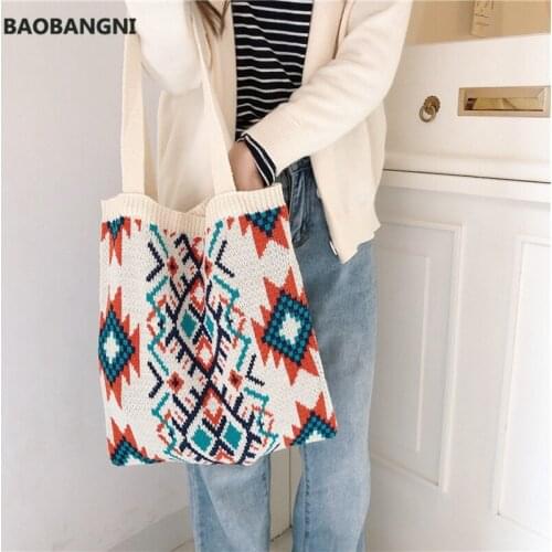 Thailand Classic Canvas Bag Girls Wool Knitting Bag Cotton Cloth Women Shoulder Bag Lovely Student Handbag Lady Messenger Bag