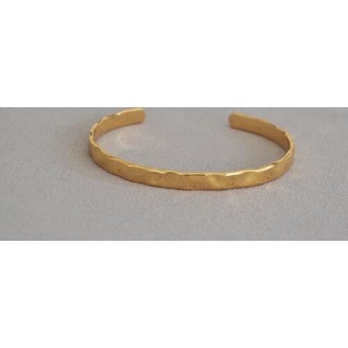 Korean version simple retro bump hammered texture brass gold-plated opening temperament thin bracelet female