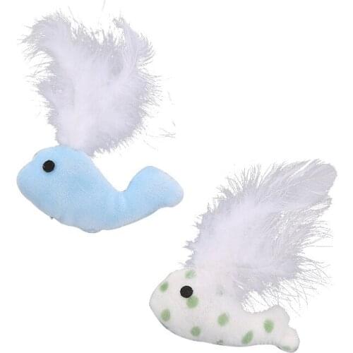 Cute Squeaky Puppy Toy for Small Dogs Soft Chew with feather Pet Dog Toys fish Shape Dog Accessories Pets Products