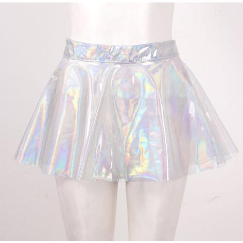 Sexy High Waist A-line Mini Skirt E Girl Korean Chic Goth Party Club Rave Women Glossy Shiny See-through Flared Skirt Streetwear