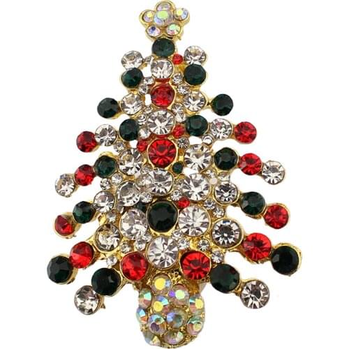 Fashion Christmas Tree Brooch Pin Silver Costume Brooch Colorful Scarf Party Christmas Gifts