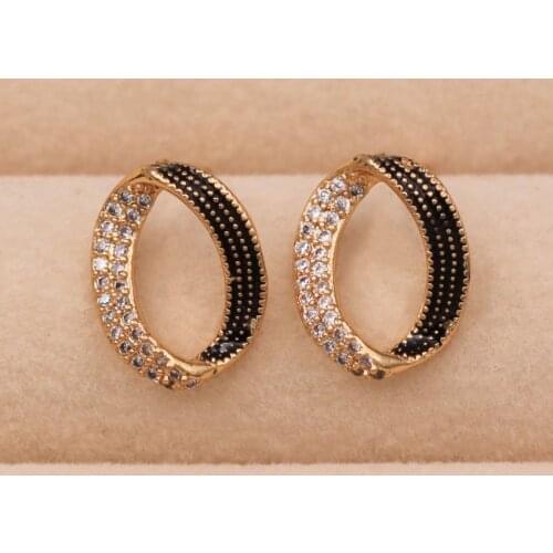 Trendy White Zirconia Stud Earrings Gold Plated Copper Earring For Women Fashion Jewelry Accessories Wedding Gift