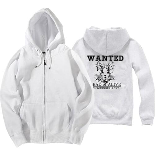 Man Boy Coat Full Zip Hoodie Fleece Hooded Jacket Wanted Dead or Alive Schrodinger’s Cat Autumn Winter Couple Clothes ZIIART