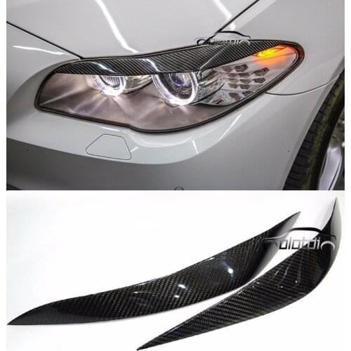 Real Carbon Fiber Car Stickers Eyelid For BMW F10 F11 2011UP Front Headlamp Eyebrows