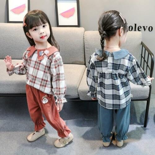 Girls Clothing Suits Blouse +Pants 2021 Flower Spring Autumn Kids Teenagers Outwear Kids Cotton Tracksuit Sport Suits