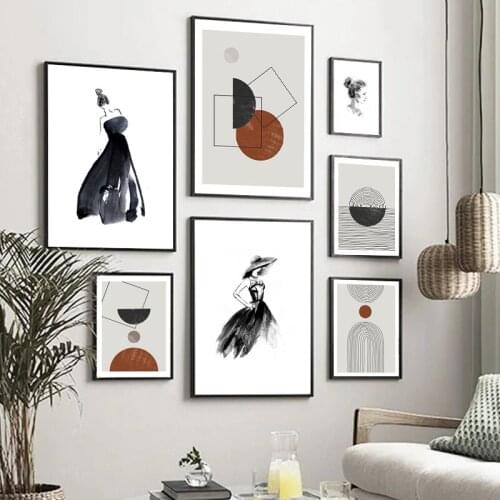 Simple Geometry Poster Art Abstract Hand Painted Figure Canvas Painting Printing Furniture Living Room Decorative Wall Painting