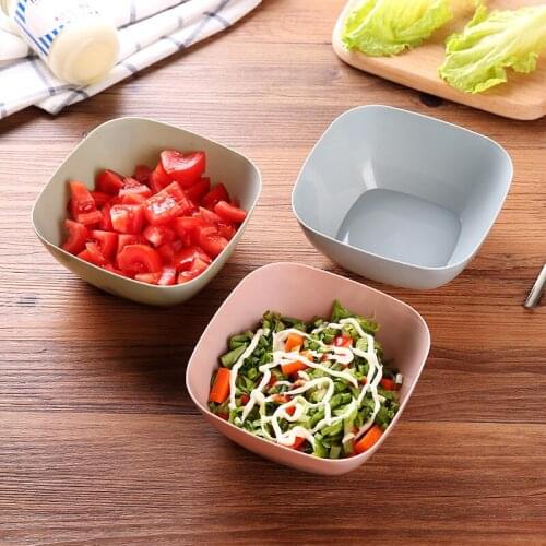 Northern European-Style Salad Bowl Kitchen Storage Bowl Chopsticks Square Fruit Plate Fruit Salad Bowl Square Drop-Resistant