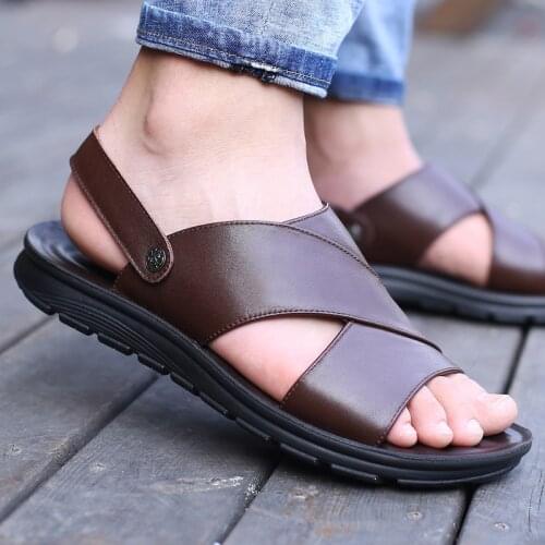 2021 outdoor summer shoes men sandals genuine leather non-slip breathable sandals mens shoes casual solid sandalia hombre