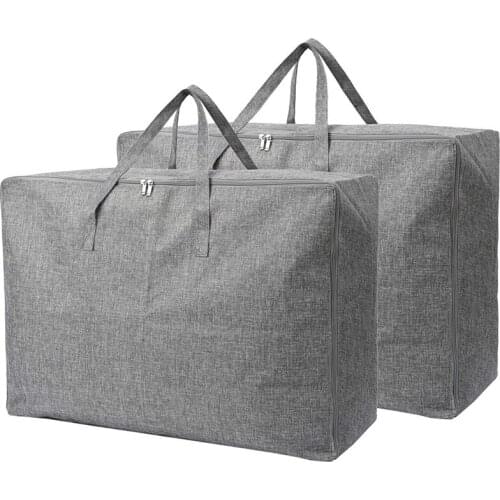 105L Extra Large Storage Bags Organizer Bag-2 Pack-Sturdy, Moisture Proof Linen Fabric, Carrying Bag, Clothes Bag for Bedding, C