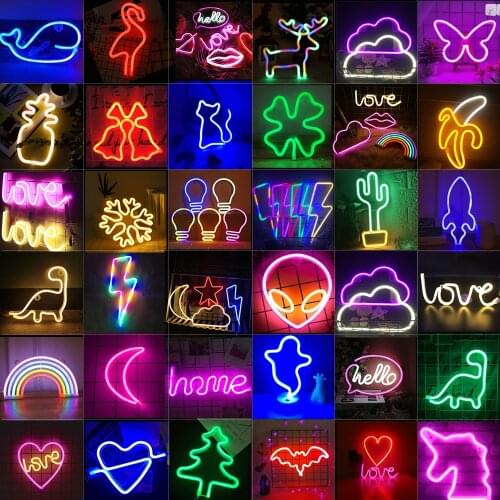 LED Neon Night Light Sign Wall Art Sign Night Light Room Home Party Bar Birthday Gift Wedding Wall Hanging Neon Home Decoration