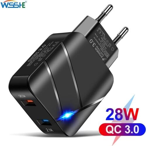 28W 2 Ports Quick Charger 3.0 USB Charger For iPhone 12 11 Samsung Xiaomi Mobile Phone Charger Fast Wall Charger Adapter