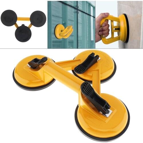 Yellow Aluminum Alloy Triple Claw Sucker Vacuum Cup Rubber Suction Pad/ABS Plastic Handles for Glass Lightweight Locking Device