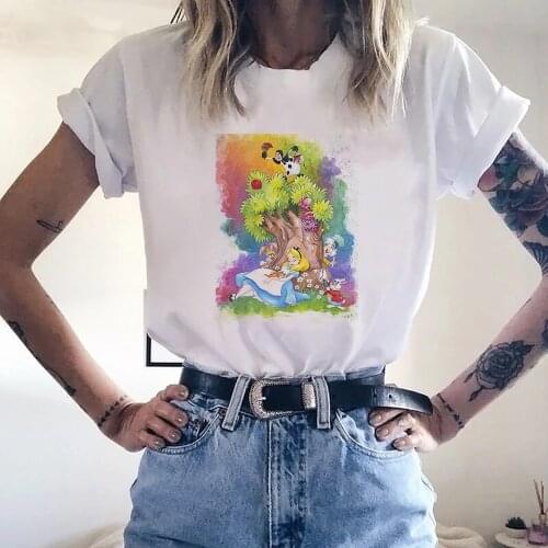 New Summer Alice In Wonderland Women T Shirt Harajuku Fashion T-Shirt Vintage Tshirt Summer White Street Tops Tees Dropship