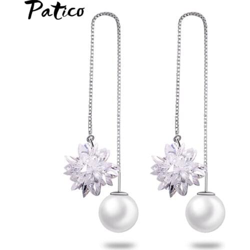 Boutique Ice Flower Women 925 Sterling Silver Earrings Piercing Korean Sweet Thick Hook Hanging Rings Wedding Jewelry Wholesale