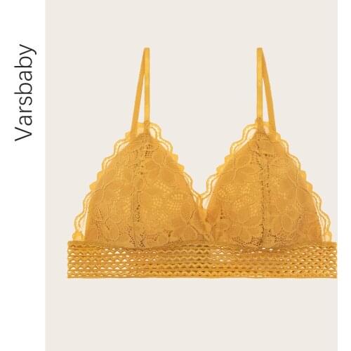 Varsbaby Women Lace Bra Lingerie French Style Deep V Wireless Underwear Soft Thin Seamless Bra