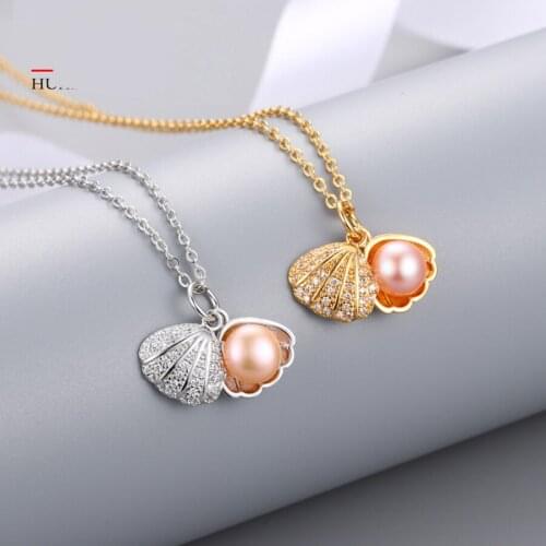 2021 Korean Fashion Jewelry Long Chain Crystal Shell Freshwater Pearl Necklace Collares Para Mujer Choker Necklaces For Women