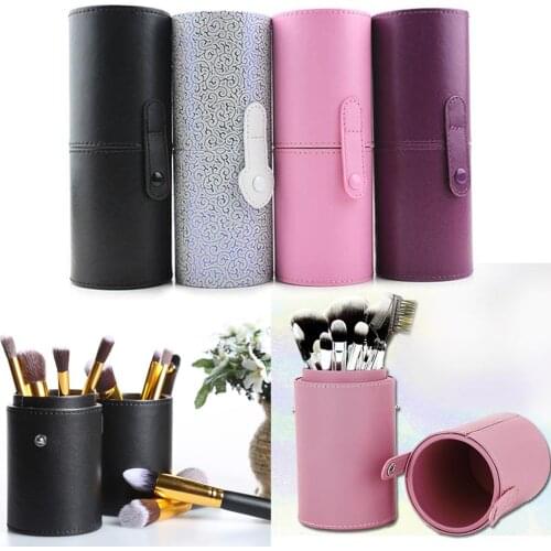 1pc Cosmetic Makeup Brushes Storage Box Table Organizer PU Leather Travel Cosmetic Holder Make Up Tools Pen Holder Rack