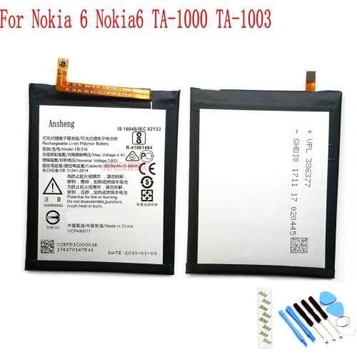 100% NEW Original HE316/317/335 3000mAh battery for Nokia 6 TA-1000 TA-1003 TA-1021 TA-1025 TA-1033 TA-1039 Mobile Phone