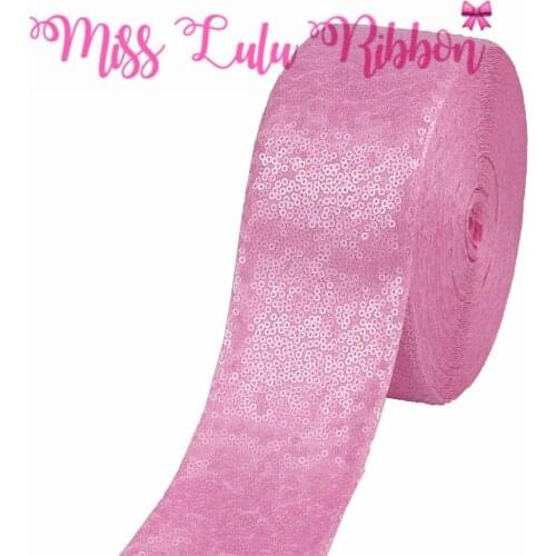 3"75mm Shiny Cutting Sequin Ribbon Colorful Lt. Pink DIY Wedding Party Decor Hair Bowknows Making 25yards/roll