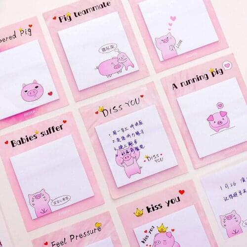 30 sheets Cute Cartoon Pink Memo Pad Self-adhesive Message N Times Sticky Notes Memo Sheets Stationery School Supply