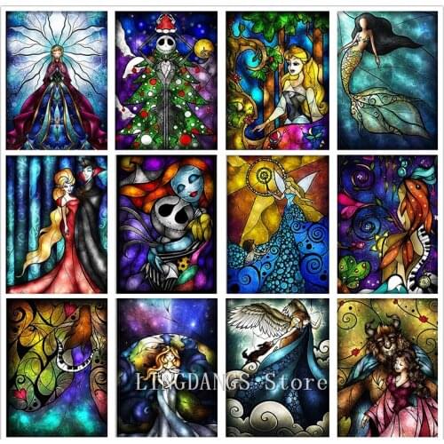 5D DIY Diamond Painting Disney Collection Princess Characters Abstract Art Diamond Mosaic Embroidery Cross Stitch Set Home Decor