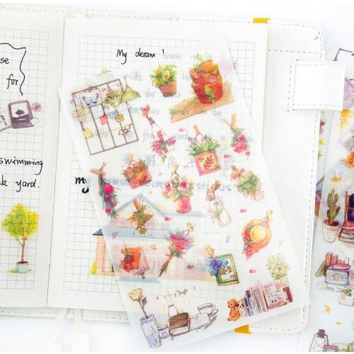 6Sheets/Pack Creative My House series Decoration Scrapbooking Stickers Transparent PVC Stationery Planner Stickers