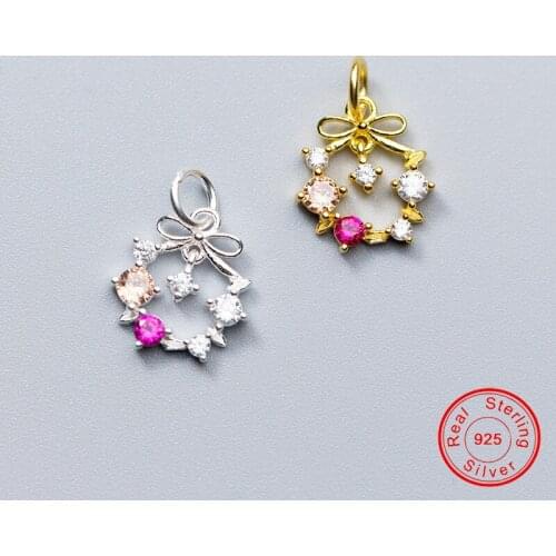 UQBing Authentic 925 Sterling Silver Colorful Zircon Bowknot Charm Fit DIY Bracelet & Necklace Pendant Luxury Jewelry Best Gift