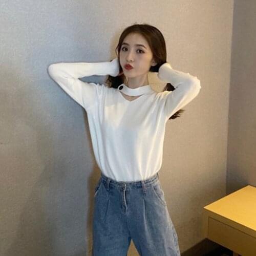 CHTREN Ladies sweater 2020 new autumn and winter wear V-neck halter knitted bottoming shirt