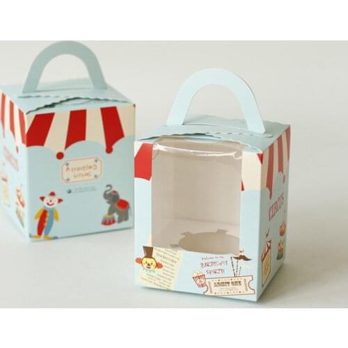 200PCS Circus Candy Box With Window For Wedding Kids Birthday Party Supplies Candy Cookie Cake Packaging With Holder