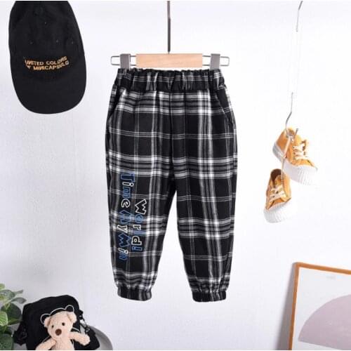 Childrens Pant New Baby Girls Boys Pants Cotton Grid Pants Spring Autumn Kids Girl Pants Fashion High Waist Long Trousers