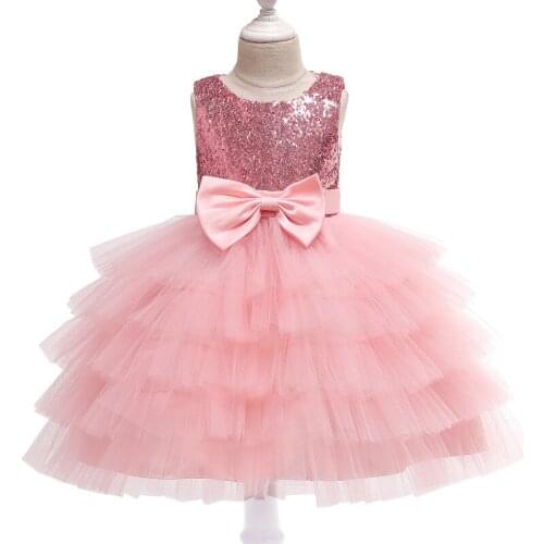 Sequins Baby Dress Bow Christening Baptism Clothes Kids Girls Cake Tutu Birthday Princess Infant Party Costume Kids Clothes