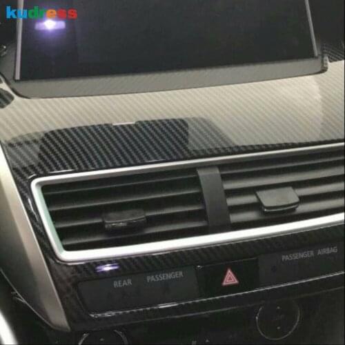 For Mitsubishi Eclipse Cross 2017-2020 ABS Carbon Fiber Car Front Center Air Vent Cover Trim AC Outlet Frame Sticker Accessories