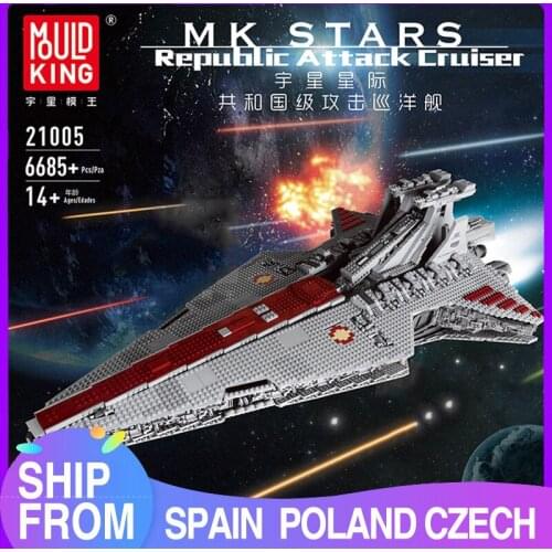 MOULD KING Star Toys UCS Venator Republic Attack Cruiser Destroyer Set MOC-0694 Building Blocks WarsShip Toys for Children