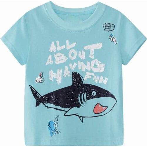 Jumping Meters T-shirt Baby Cotton Summer Clothing Toddle Cute Shark Fashion Soft Treatment Breathable Clothes 2-7Years