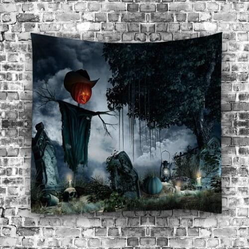 Halloween Decor Tapestry Wall Hanging Blanket Witchcraft Magic Horrible Printed Rectangle Background Dorm Room Fashion Valance