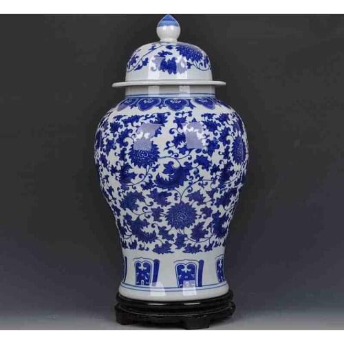 Jingdezhen ceramic ginger jars Antique Porcelain temple jars white and blue porcelain jar