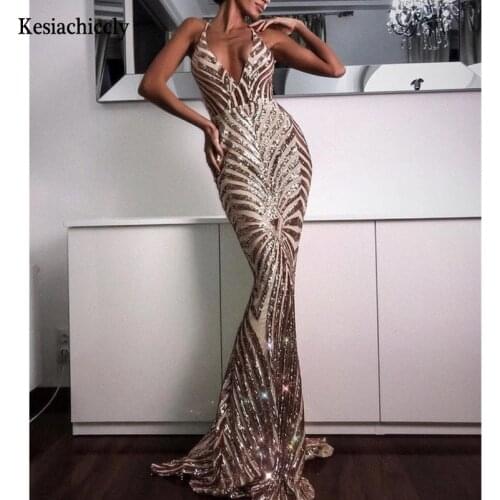 Kesiachiccly 2021 Deep V Neck Bodycon Maxi Dress Women Sexy Party Dress Backless Long Night Sequin Dresses Vestidos High Quality